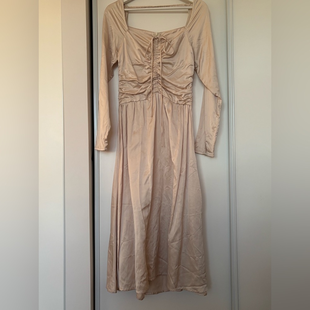 Elegant Ruched Cream Dress – Size 2 (One of a Kind)